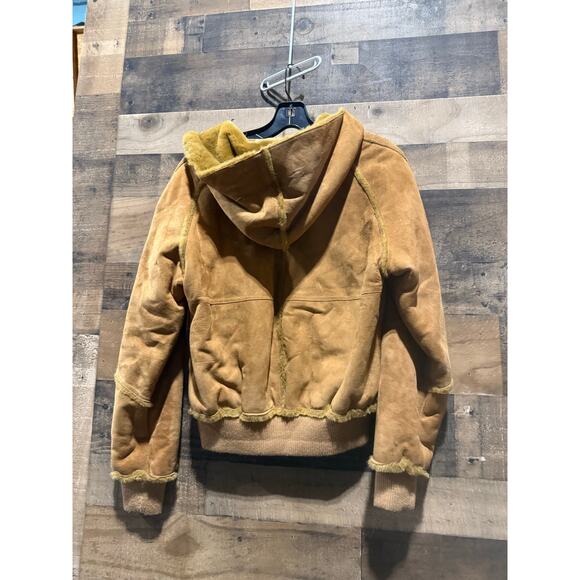 UGG- Shearling Hooded Coat - Tan - Size L W - Picture 5 of 8